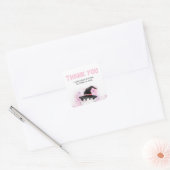 Pink Little Boo Ghost Witch Baby Shower Vierkante Sticker (Envelop)