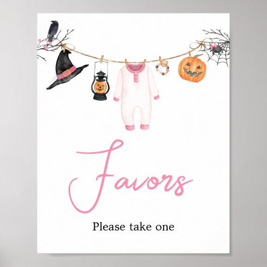 Pink Little Boo Halloween Baby shower Favorieten Poster (Voorkant)