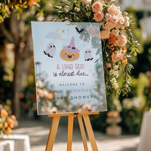 Pink Little Boo Halloween Baby shower Welkom Acryl Bord
