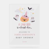 Pink Little Boo Halloween Baby shower Welkom Acryl Bord (Voorkant)