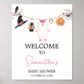 Pink Little Boo Halloween Baby shower Welkom Poster (Voorkant)
