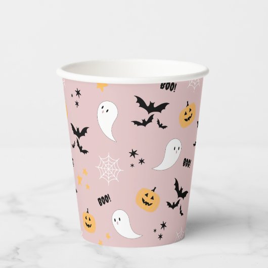 Pink Little Boo Halloween Ghost Papieren Bekers (Voorkant)