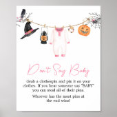 Pink Little Boo Halloween Zeg geen Baby Poster (Voorkant)