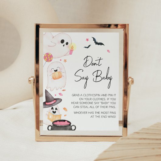 Pink Little Boo Halloween Zeg geen Baby Poster