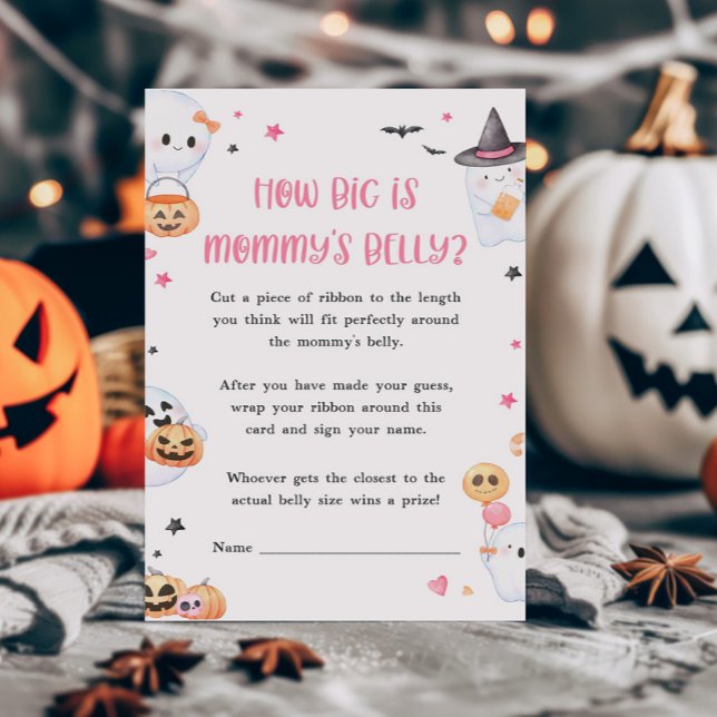 Pink Little Boo Hoe groot is Mommys Belly Game (Baby is Brewing Baby Shower How Big is Mommy's Belly Game)