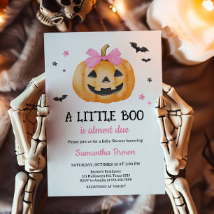 Pink Little Boo Spooky Pumpkin Baby shower Kaart