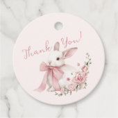 Pink Little Bunny Baby Shower Bedankjes Labels (Voorkant)