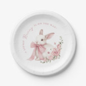 Pink Little Bunny Baby Shower  Papieren Bordje (Voorkant)