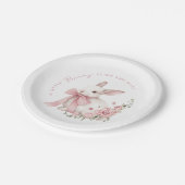 Pink Little Bunny Baby Shower  Papieren Bordje (Gekanteld)