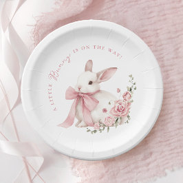Pink Little Bunny Baby Shower  Papieren Bordje