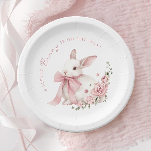 Pink Little Bunny Baby Shower  Papieren Bordje