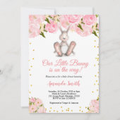 Pink Little Bunny Gold Baby shower Uitnodiging (Voorkant)