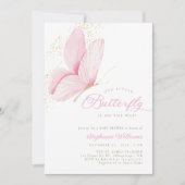 Pink Little Butterfly Baby shower Uitnodiging (Voorkant)