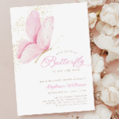 Pink Little Butterfly Baby shower Uitnodiging