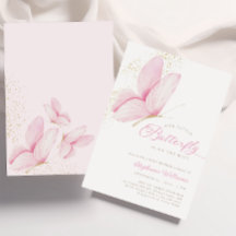 Pink Little Butterfly Baby shower Uitnodiging