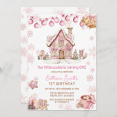 Pink Little Cookie Christmas 1st birthday Kaart (Voorkant / Achterkant)