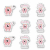 Pink Little Cuddle Monster Stickers (Voorkant)