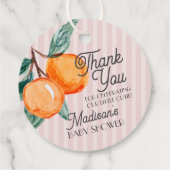 Pink Little Cutie Citrus Baby shower Bedankjes Labels (Achterkant)