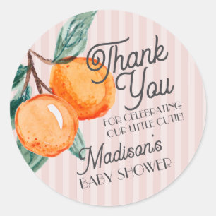 Pink Little Cutie Citrus Baby shower Favoriet Ronde Sticker