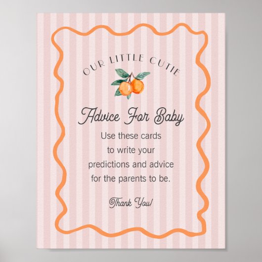 Pink Little Cutie Citrus Douche Advies voor Baby Poster (Voorkant)