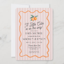 Pink Little Cutie Pastel Citrus Theme Baby shower Kaart