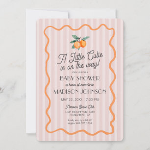 Pink Little Cutie Pastel Citrus Theme Baby shower Kaart