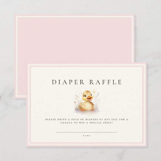 Pink Little Duck Baby shower Luier Raffle Ticket (Voorkant / Achterkant)