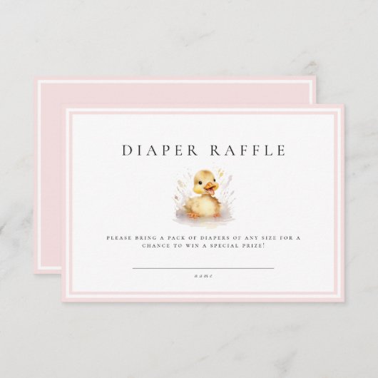 Pink Little Duck Baby shower Luier Raffle Ticket (Voorkant / Achterkant)