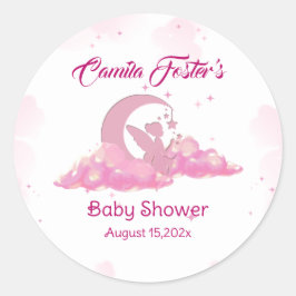 Pink Little Fairy Baby shower Ronde Sticker