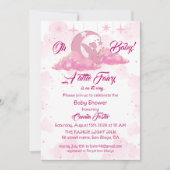 Pink Little Fairy in Clouds Baby shower Kaart (Voorkant)