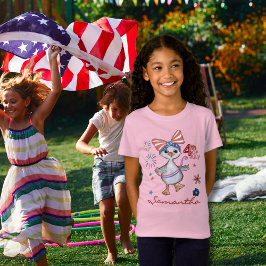 Pink Little Girl Gekke Goose 4th of July T-shirt