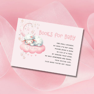 Pink Little Lamb Baby shower Boeken voor Baby Informatiekaartje