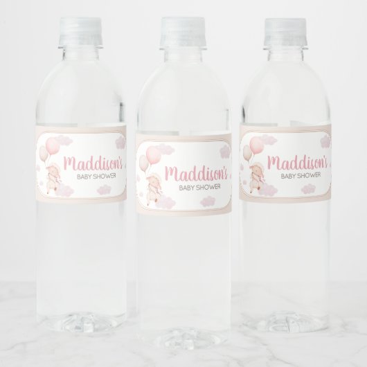 Pink Little Lamb Baby Shower Waterfles Etiket (Flessen)