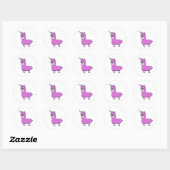 Pink Little Llamacorn Ronde Sticker (Vel)