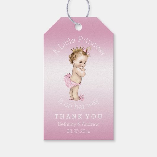 Pink Little Princess Baby shower gepersonaliseerd Cadeaulabel (Voorkant)