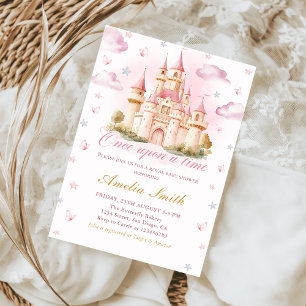 Pink Little Princess Royal Castle Baby shower Kaart