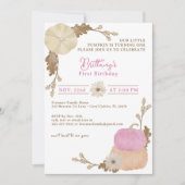 Pink Little Pumpkin 1st Birthday Uitnodigen Kaart (Voorkant)