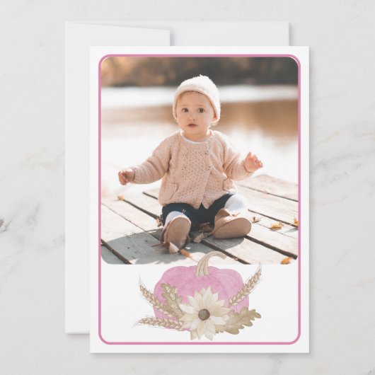 Pink Little Pumpkin 1st Birthday Uitnodigen Kaart (Achterkant)