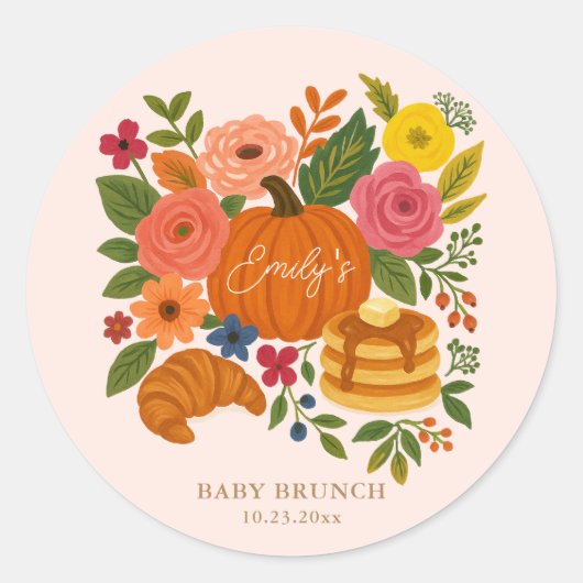 Pink Little Pumpkin Baby Shower Brunch Ronde Sticker (Voorkant)