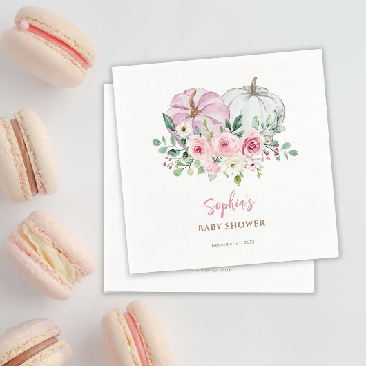 Pink Little Pumpkin Baby Shower Servet