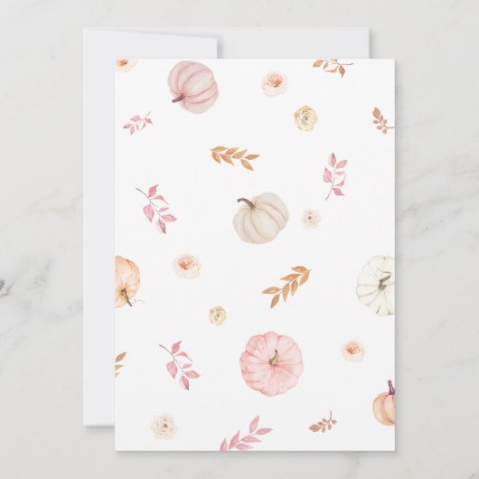 Pink Little Pumpkin Fall Baby Shower Kaart (Achterkant)