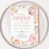 Pink Little Pumpkin Fall Baby Shower Kaart