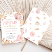 Pink Little Pumpkin Fall Baby Shower Kaart