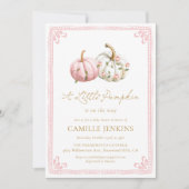 Pink Little Pumpkin Girl Baby Shower Kaart (Voorkant)