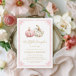 Pink Little Pumpkin Girl Baby Shower Kaart