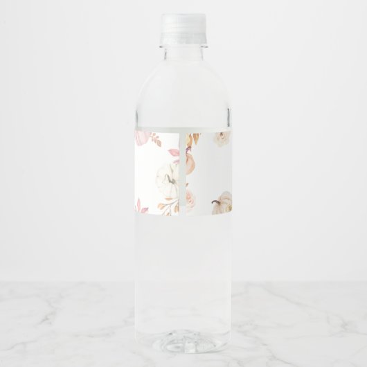 Pink Little Pumpkin Herfst Baby shower Waterfles Etiket (Achterkant)