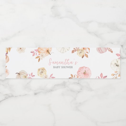 Pink Little Pumpkin Herfst Baby shower Waterfles Etiket (Enkel label)