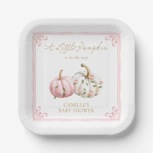 Pink Little Pumpkin Party Plates Papieren Bordje (Voorkant)