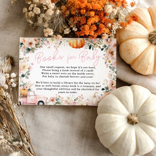 Pink Little Pumpkin Truck Bloemenboeken voor Baby Informatiekaartje