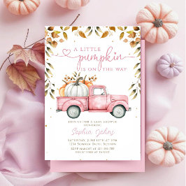 Pink Little Pumpkin Truck Herfst meisje Baby showe Kaart